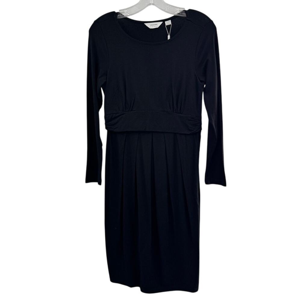 Seraphine Nursing Pleated Dress Sz 4 Black Maternity Office Career